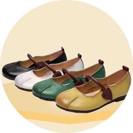 瓢鞋实物图片 女中老年女皮鞋平底奶奶鞋黑色单鞋女鞋子玛丽珍鞋