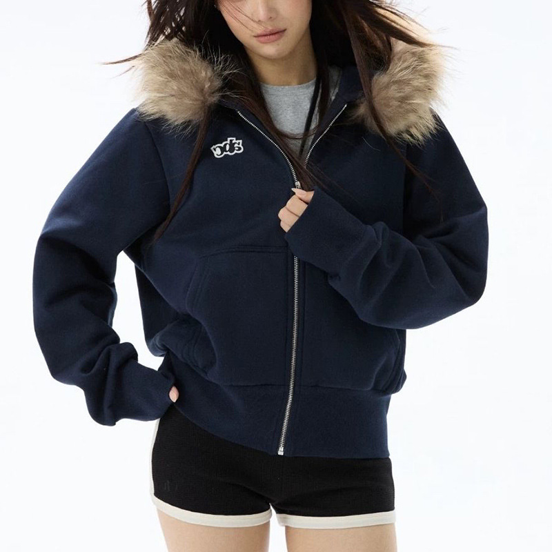 Silver Fox Velvet Detachable Hooded Sweatshirt Jacket for Women in Autumn and Winter Fluffy Fur Collar Korean Zipper Loose Slimming Look Top Silver Fox Velvet Detachable Hooded Sweatshirt Jacket for Women in Autumn and Winter Fluffy Fur Collar Korean Zipper Loose Slimming Look Top