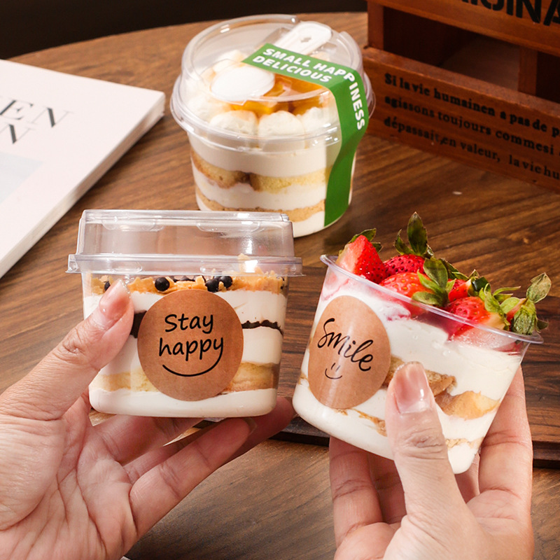 网红迷你奶冻布丁打包盒奶油甜点蛋糕杯糕点包装盒加厚甜品水果杯