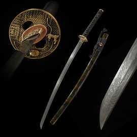 外贸高档手工大马士革日本刀大漆武士长刀一体刀剑katana未开刃