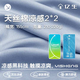 天丝棉2x2罗纹面料莱赛尔可降解环保纤维女童装打底家居布料吸汗