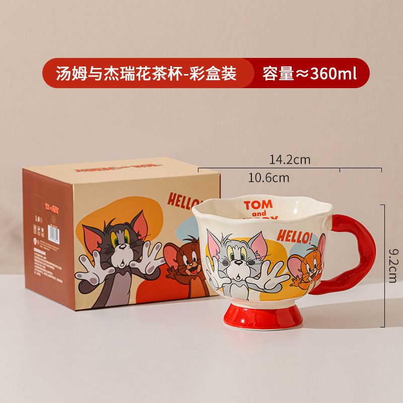 Gatos y ratones auténticos copos de marca encantadores tazas de gran capacidad tazas de cerámica domésticas con tapa de alta calidad de agua taza