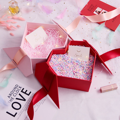 Octagon and Hexagon Maid of Honor Gift Box with Cosmetics, Birthday Lipstick and Candy Packaging Gift Box