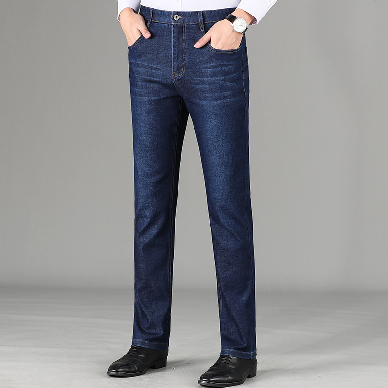 High-End Versatile Men's Jeans 2025 Autumn and Winter Thick Fashion Brand Straight Long Pants Loose Business Casual Pants
