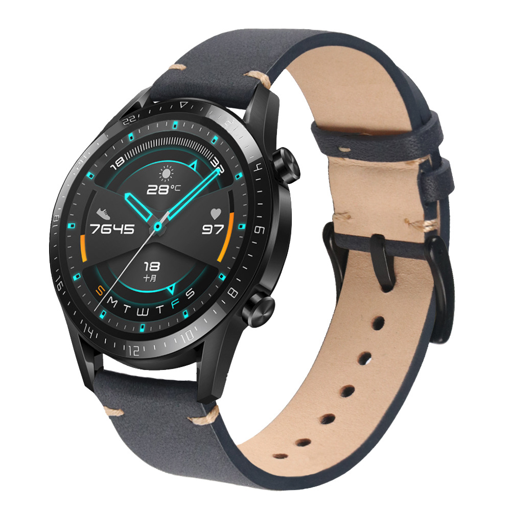 适用三星galaxywatch3/5智能手表带真皮手表带复古疯马皮手工缝线详情13