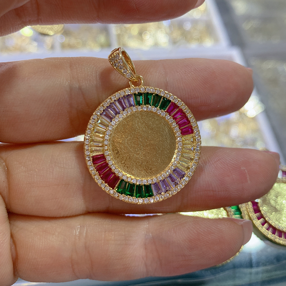 15g Weight Zircon Inlay Material Charms Classification 1 Piece Quantity Shell, Copper Material Round Pattern Plating, Inlay Design Retro, Roman Style Style 1 Piece Shell Copper Zircon Round 9