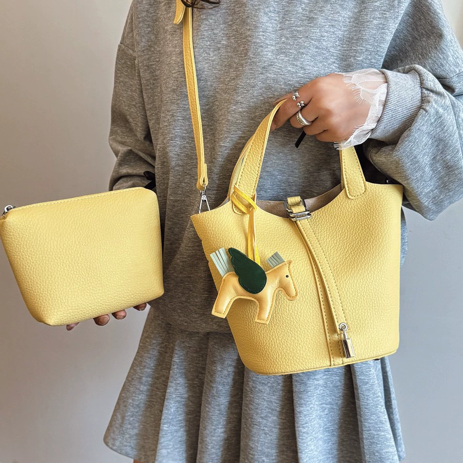 Summer handheld basket, fashionable shoulder bag, city style, South Korea