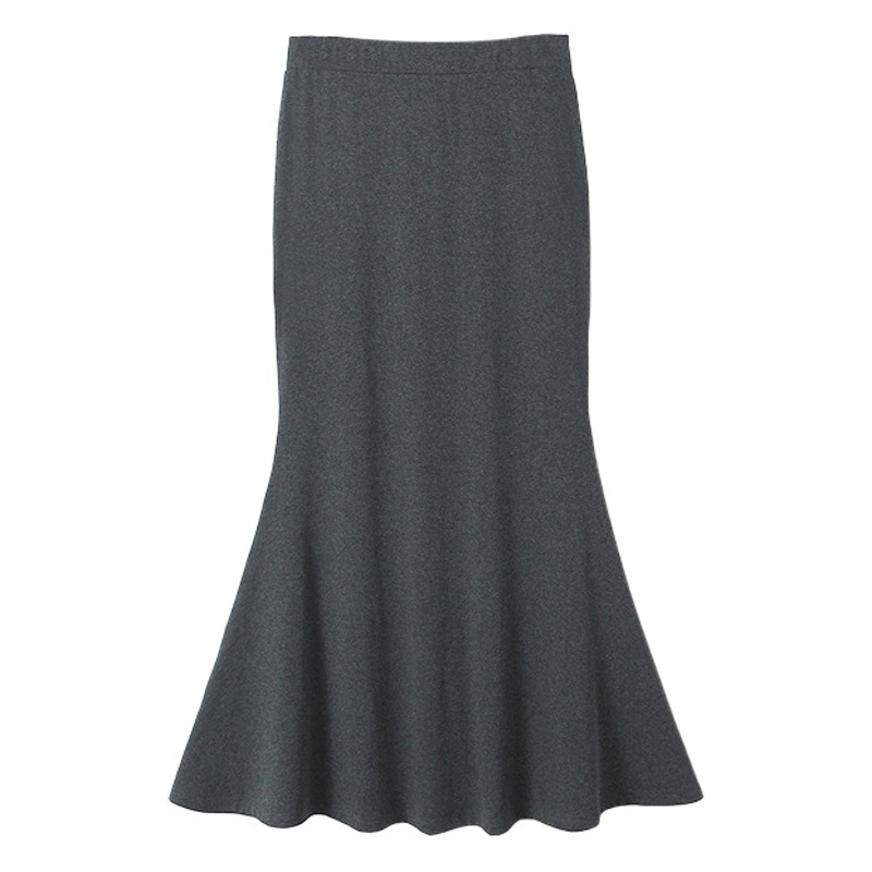 Runchi Plus-Size Drapey Fishtail Midi Skirt 8875 New Women's French-Style Fishtail Skirt Ol Long Skirt