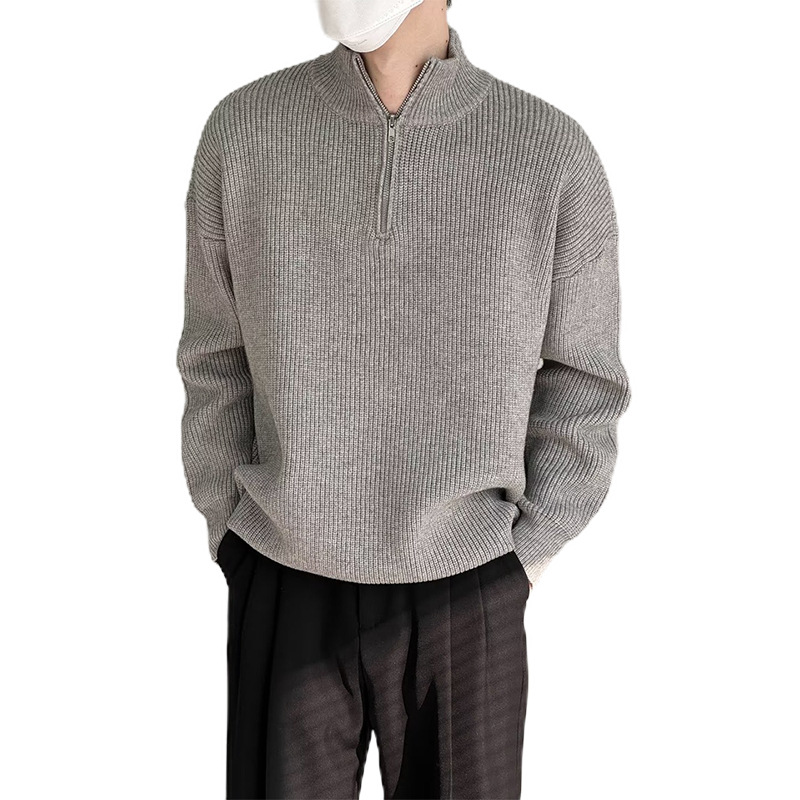 Explosiones transfronterizas de tamaño europeo camisa de punto suéter hombre medio cremallera abrigo caliente de la fábrica de negocios al por mayor
