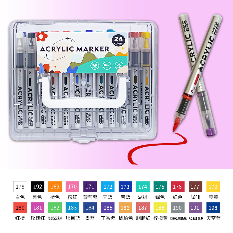 Líquido directo tipo blando acrílico marcador conjunto impermeable impermeable DIY graffiti dibujo de estudiantes pincel de relleno de color