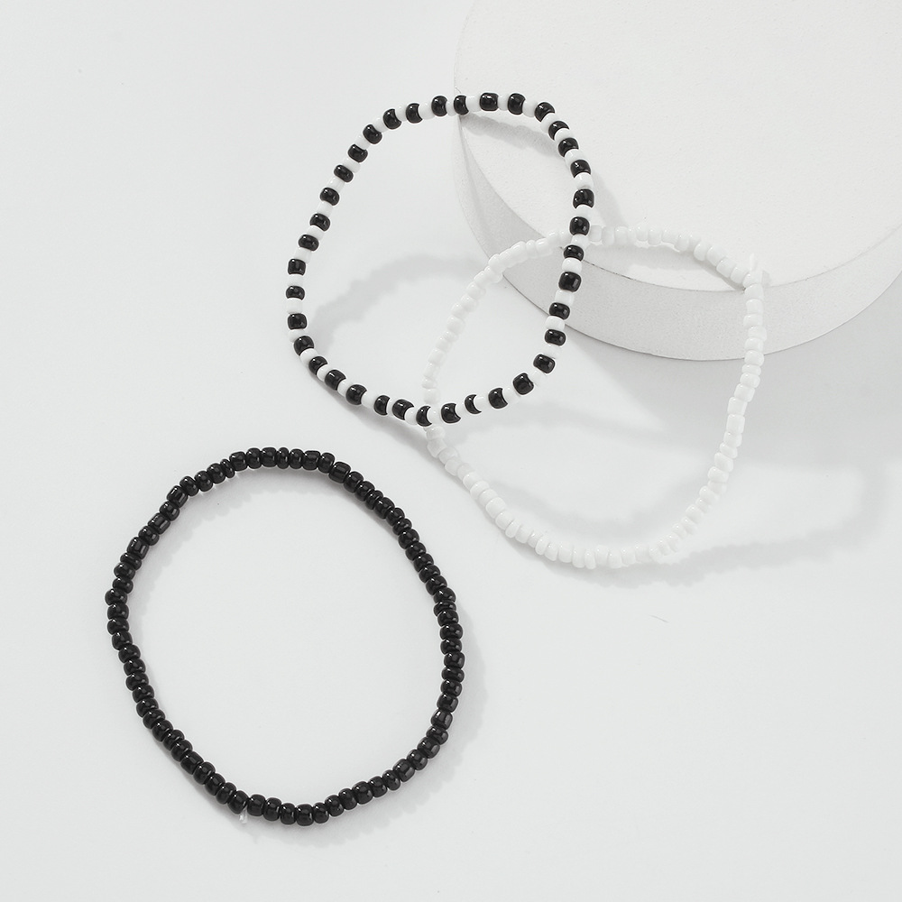 Pulsera De Cuentas En Blanco Y Negro De Estilo Étnico Al Por Mayor Nihaojewelry display picture 8