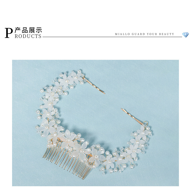 fashion pearl crystal flowers bridal comb
