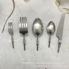 創意的な小蛮腰304ステンレス五金頭砂光厚い挿し木柄食刀フォークスプーン頭西食器セット