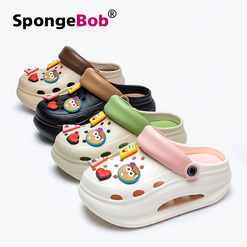 Spongebob Squarepants Women's Cave Shoes Women's Summer Outdoor Wear Thick Sole Height Increase Dung Sense DIY Sandals and Slippers eva Non-slip