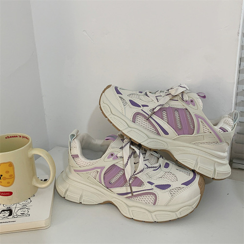 Women's sports and leisure shoes  autumn new thick-soled breathable dad shoes Korean style Harajuku sneakers for women