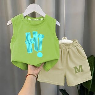 Children's Summer Vest Trendy Clothes Handsome Sports Two-Piece Boy's Sleeveless Suit Baby Kidsren's Fashionable Summer Clothes