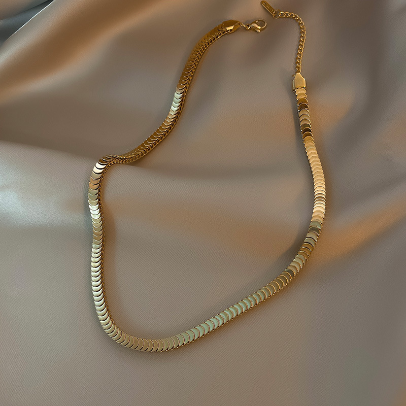 British Style Geometric Titanium Steel Metal Chain Necklace 1 Piece