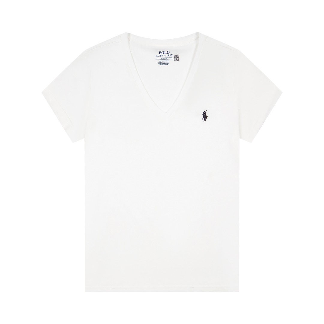 Scan the Qr Code~Rl Trendy Brand Niche Women's Classic Pony Logo V-Neck Simple Fashion Versatile T-Shirt~Can Be Shipped on Behalf of Others 4