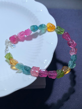 天然色标糖果色随形碧玺单圈手链冰透饰品彩宝送女友礼物一物一图