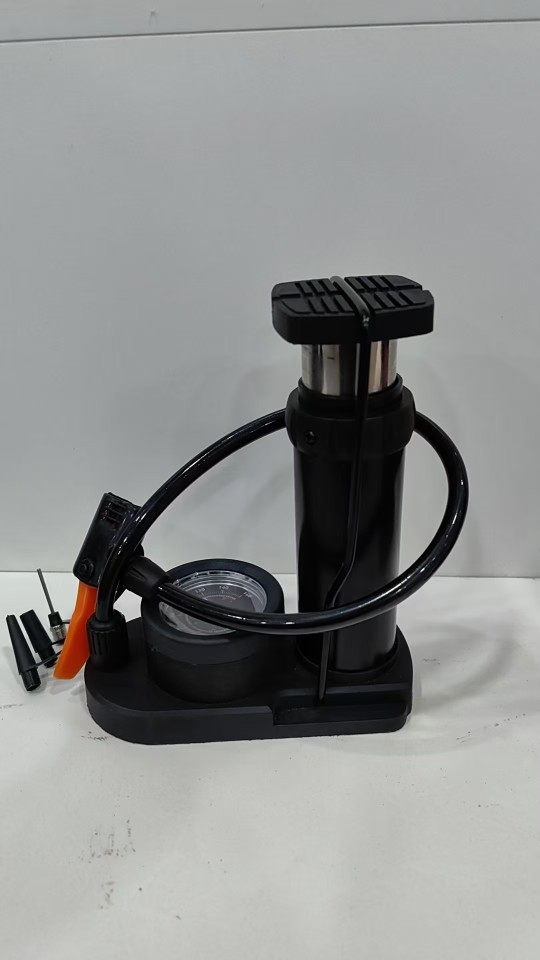 打气筒钢管不锈钢自行车车载电动车摩托手动脚踩省力压力表脚踏式