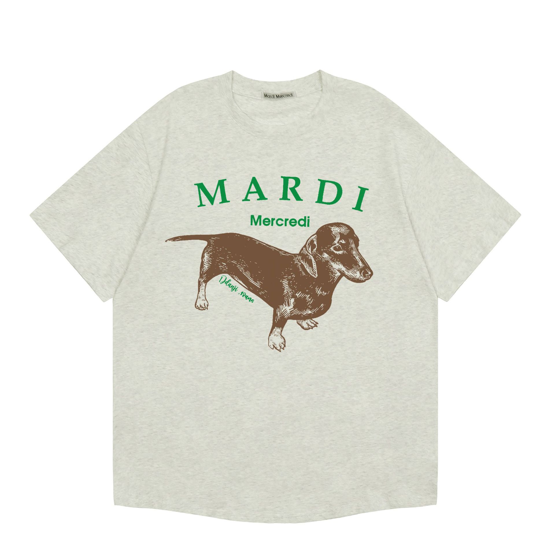 現物韓国潮牌Mardi半袖女性25夏新作デイジープリント丸襟純綿上着tシャツ代発