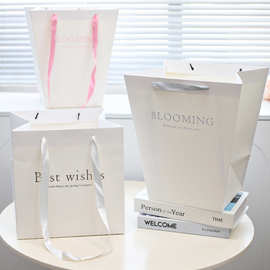 网红双面浮雕手提袋方形梯形礼物包装袋鲜花花束插花袋礼物袋批发