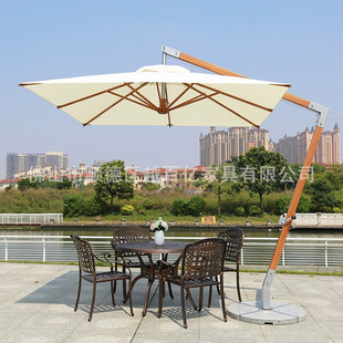High-end outdoor courtyard sunshade terrace umbrella stall 3*3 outdoor big sun advertising 7-character umbrella with table and chair LOGO