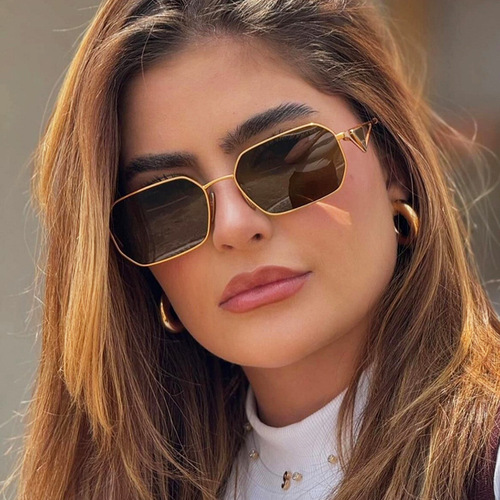 Vintage Asymmetrical Small Frame Metal Aviator Sunglasses with Mesh Sun Protection