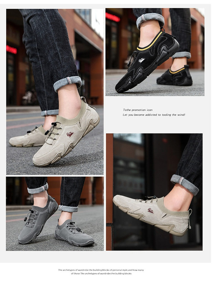 Giày Martin nam cổ thấp da heo, đế cao su may, phong cách năng động — G87139 Kaki, G87139 màu xám, G87139 đen chi tiết 3