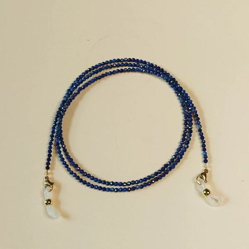 Natural Lapis Lazuli Glasses Chain Mask Chain Hanging Neck Chain Women's Fashion Long Anti-Lost Chain Accessories Factory Direct Supply