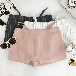 美式辣妹粉色条纹短裙女春夏新款高腰显瘦包臀裙设计感a字半身裙