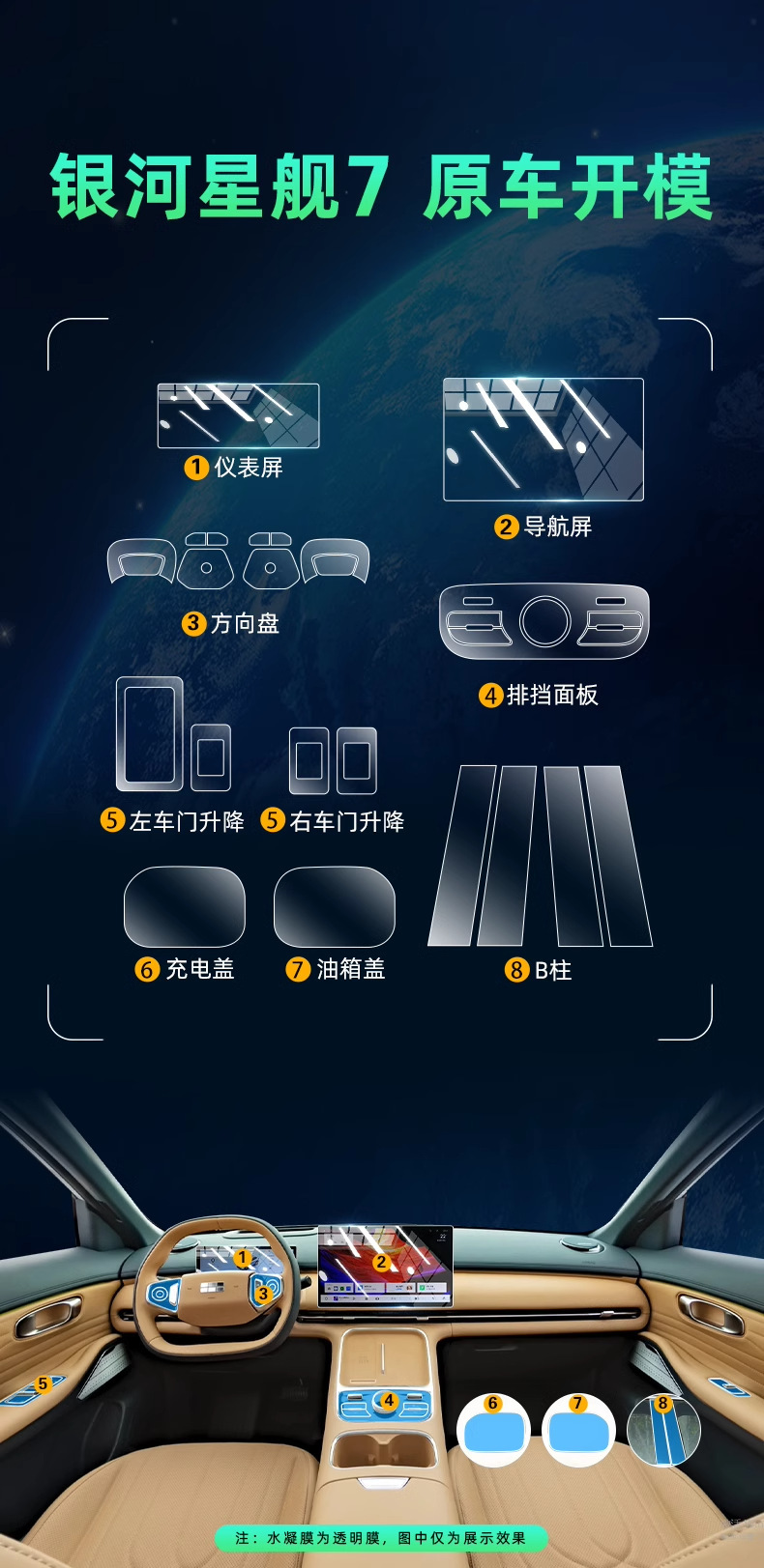 Geely Galaxy Starship 7 Interior Screen Protection Tempered Film Emi Central Control Film Automotive Supplies Modification Accessories Sticker