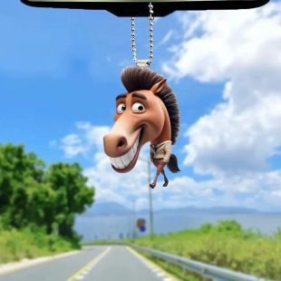 2d acrylic creative big mouth horse pendant cross-border new flat car rearview mirror pendant home holiday ornaments
