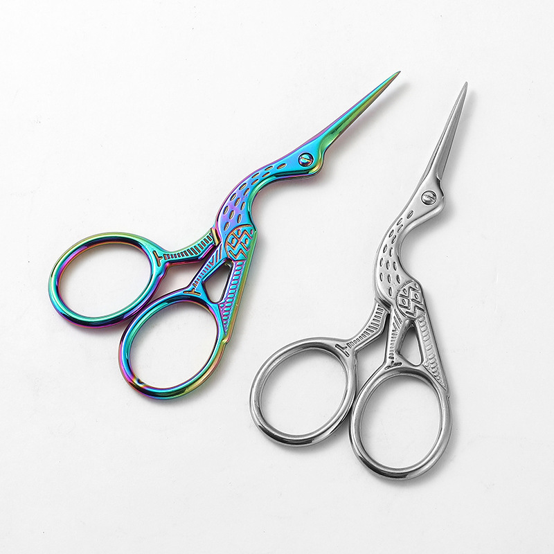 Tijeras de grulla Tijeras retro Tijeras en forma de grulla Tijeras de hilo de punto de cruz Tijeras de cejas de belleza Tijeras de té de oficina doméstica Lugar de fábrica