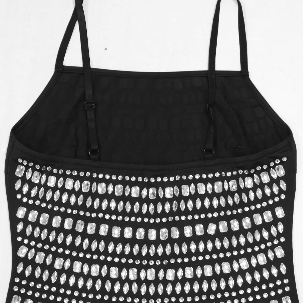 Women Clothing Sexy Sling Hip Backless Rhinestone Short Dress