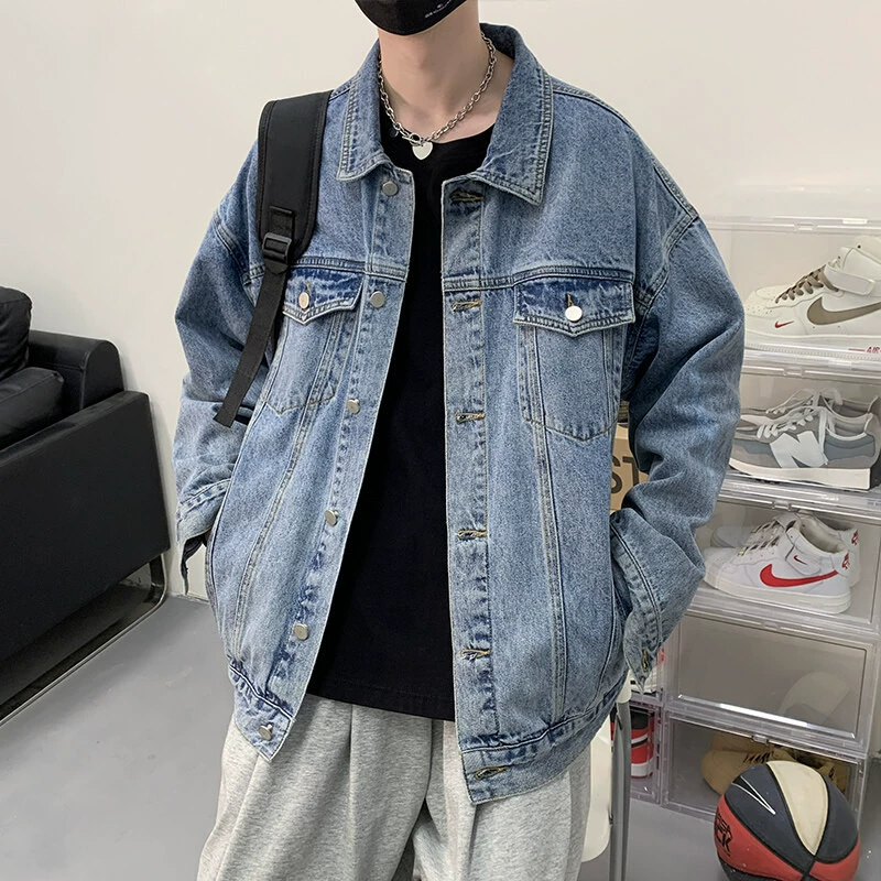 2025 Guest---Весенняя студенческая молодежная джинсовая куртка в гонконгском стиле, модная мужская корейская стильная весенняя куртка 0108