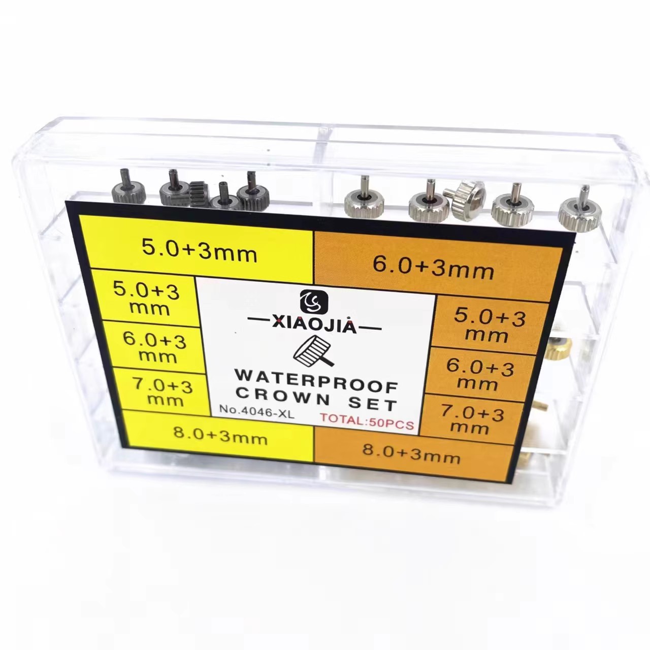 手表维修配件多规格精密防水铜制把头调时间把柄维修散件把头盒装