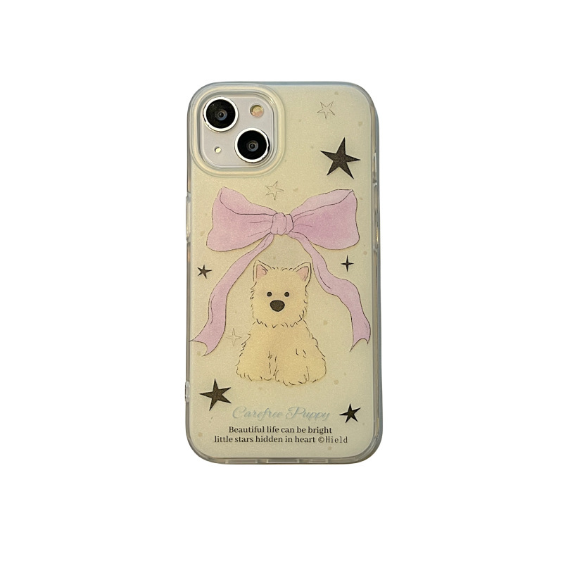 Niche ins estrella Arco perro para iPhone13/14PROMAX teléfono caso 12 Apple 15PM hembra