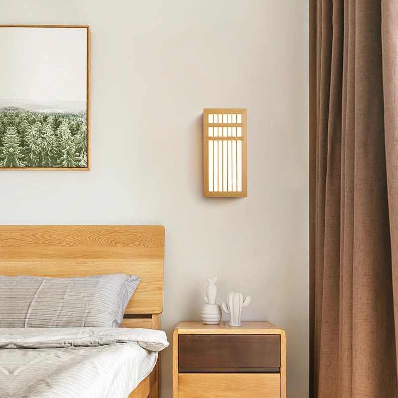 Madera maciza estilo chino tatami de estilo japonés restaurante dormitorio pasillo sudor vapor baño de pies Club sushi TV Fondo lámpara de pared