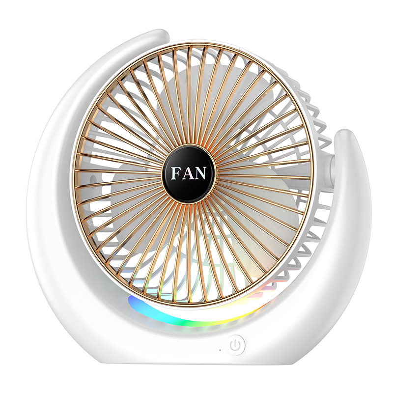 Ventilador de escritorio pequeño dormitorio USB recargable pequeño ventilador al aire libre camping atmósfera portátil color ventilador de luz