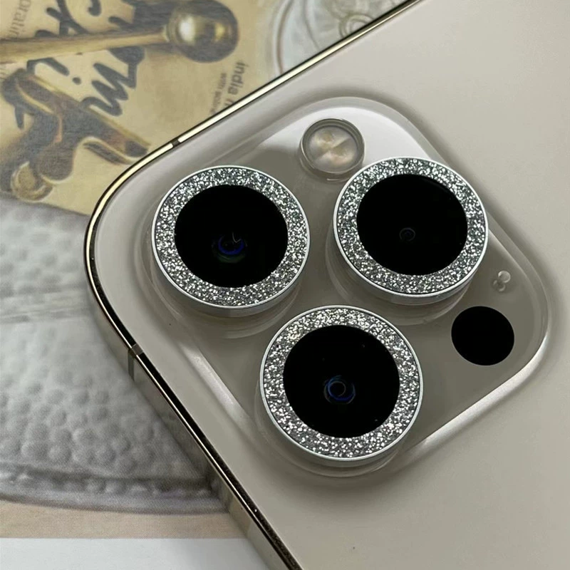 Камера объектив кольцо (Apple) совместимо с iPhone 11–16 / Pro / Pro Max, защитник кристаллический блестящий