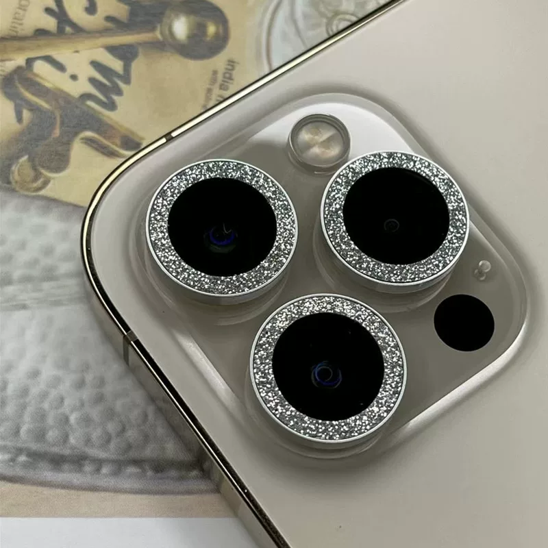 Камера объектив кольцо (Apple) совместимо с iPhone 11–16 / Pro / Pro Max, защитник кристаллический блестящий
