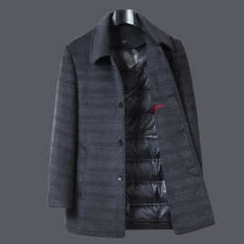 2024秋冬季双面呢羊绒大衣中年男士羊毛呢子加厚大码外套爸爸装