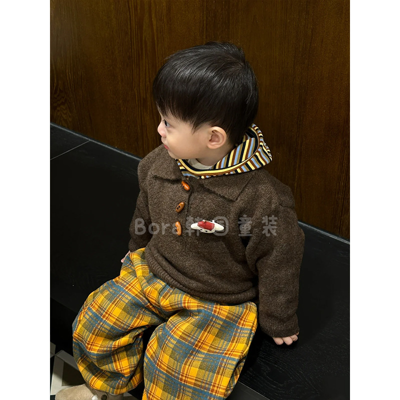 男童春秋装宝宝2025新款毛衣儿童洋气薄款针织衫女宝POLO打底衣服|undefined