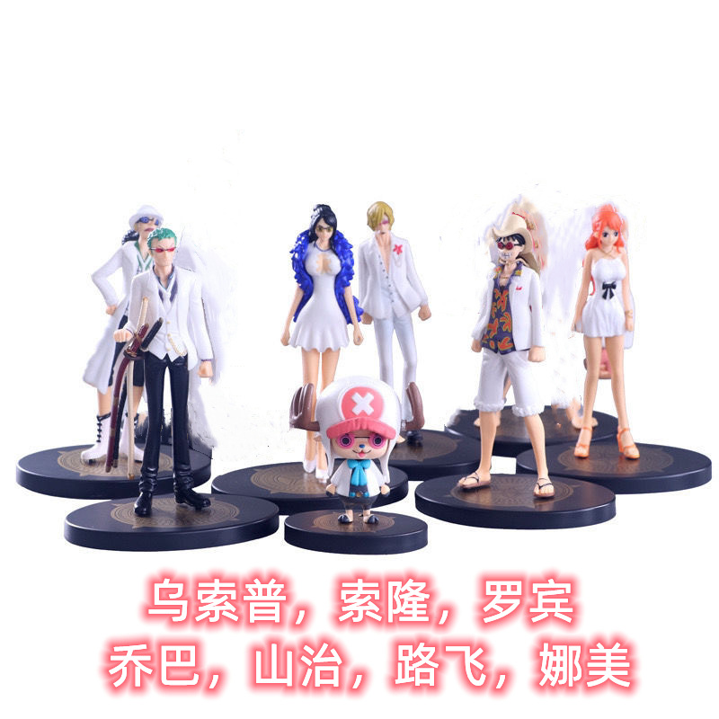 Uno de los piratas muñeca de oficina modelo de pastel decoración Q versión Luffy Sauron Ace Sanji Joba conjunto completo de anime