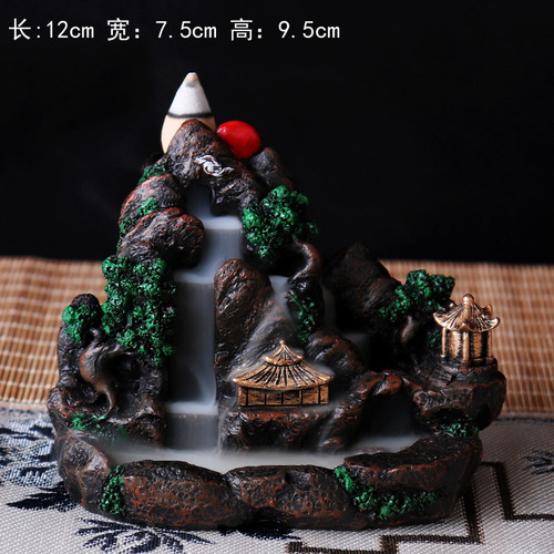 High Mountain and Flowing Water Inverted Aroma Ceramic Incense Burner with Smoking Home Decor Creative Aroma Ornament Resin Craft