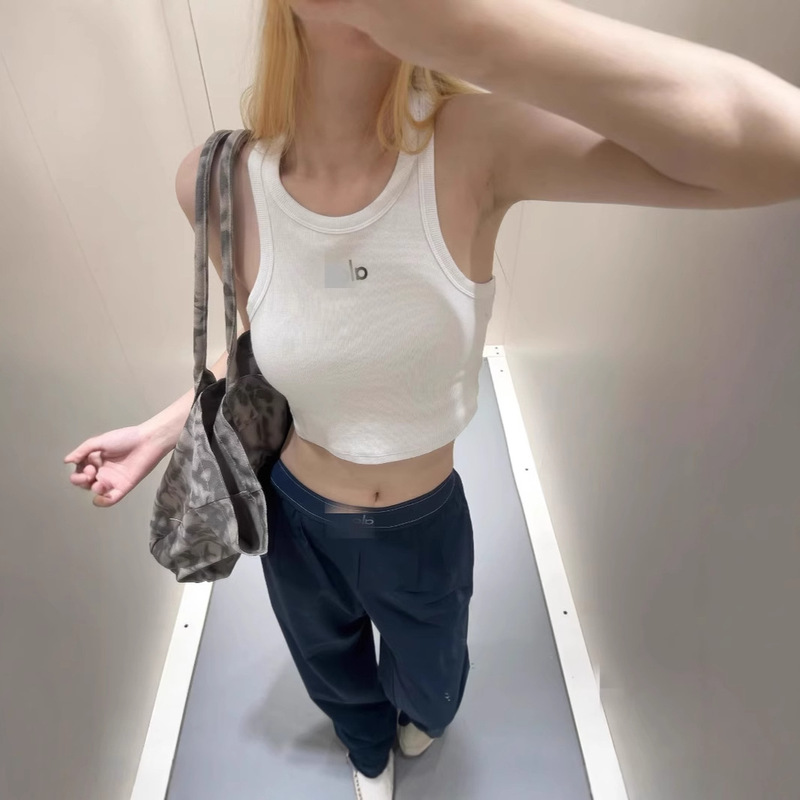 Alo Same Style Sports Travel Camisole Pure Color Thread Printing Versatile New Product Alo Same Style Sports Travel Camisole Pure Color Thread Printing Versatile New Product