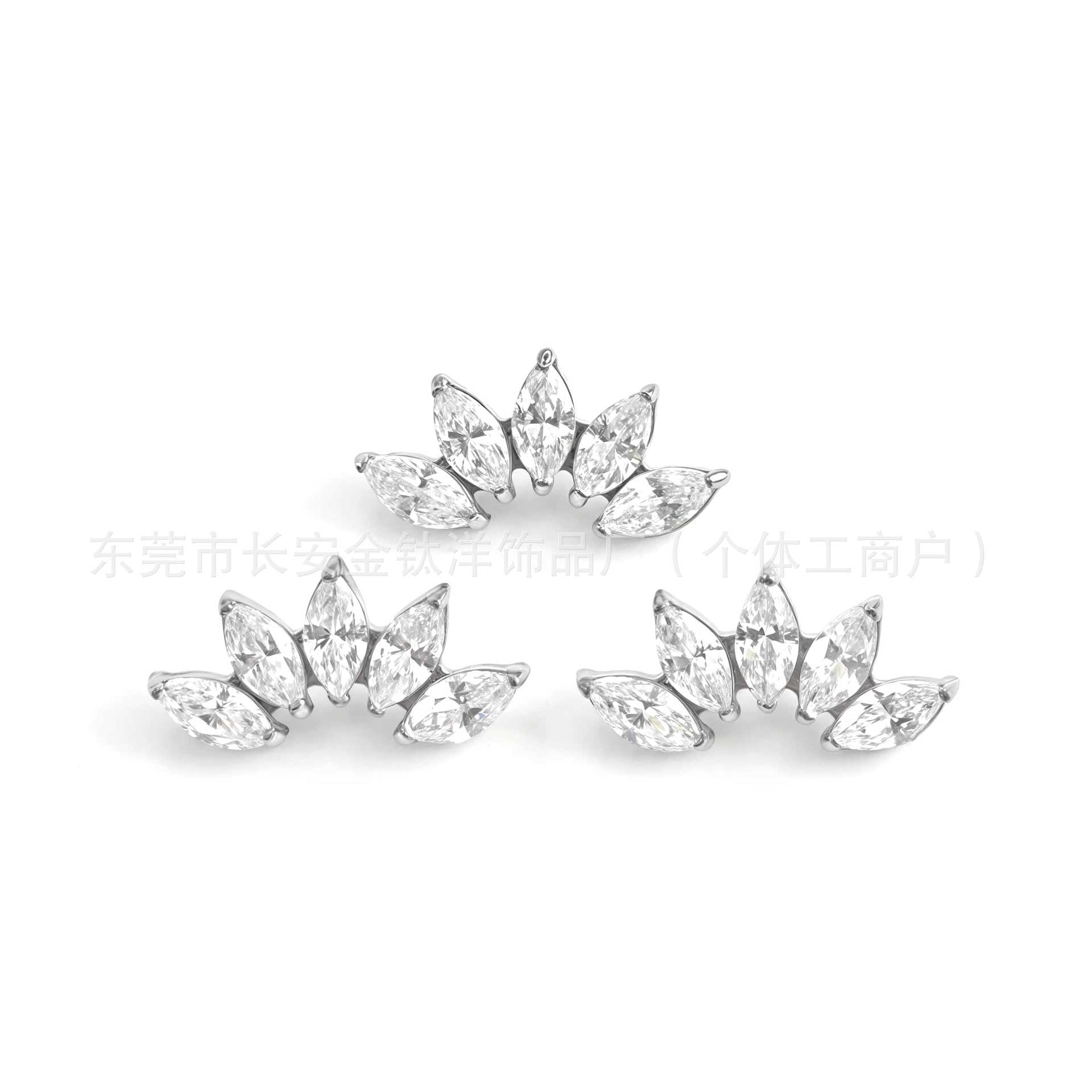 F136 Titanium Internal Thread Five-Blade Marquise Lip Nail Earrings Cochlear Nail G23 Titanium Alloy Piercing Jewelry Ear Bone Nail detail image 8