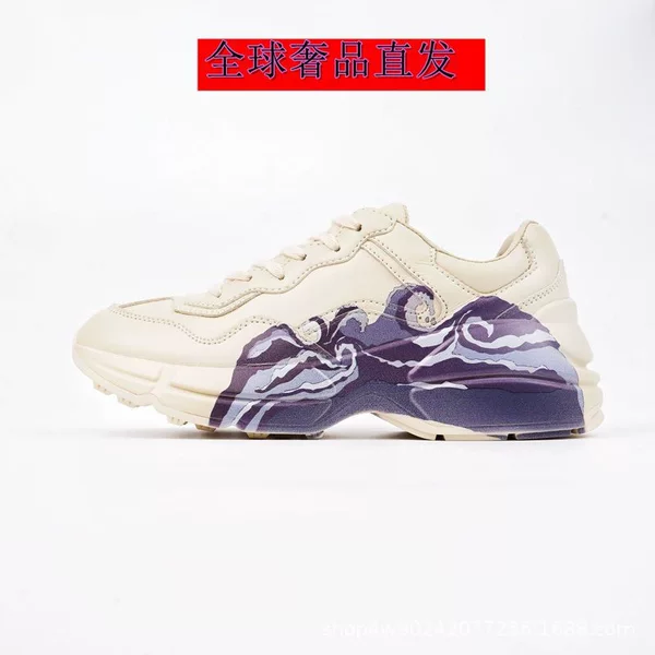 Putian manufacturer wholesales high-quality replica G-brand retro-pattern chunky-soled height-increasing unisex casual sneakers