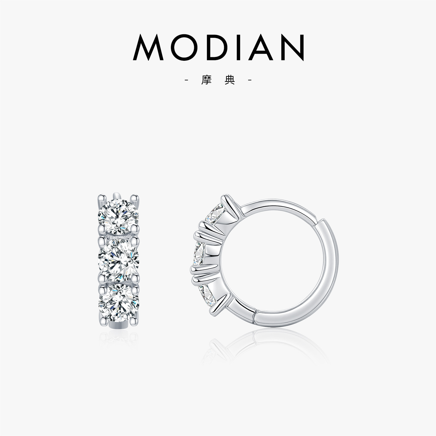 Modian D Color Moissanite S925 Sterling Silver Diamond Earrings for Women Accessible Luxury High-End Ins Elegant Earrings
